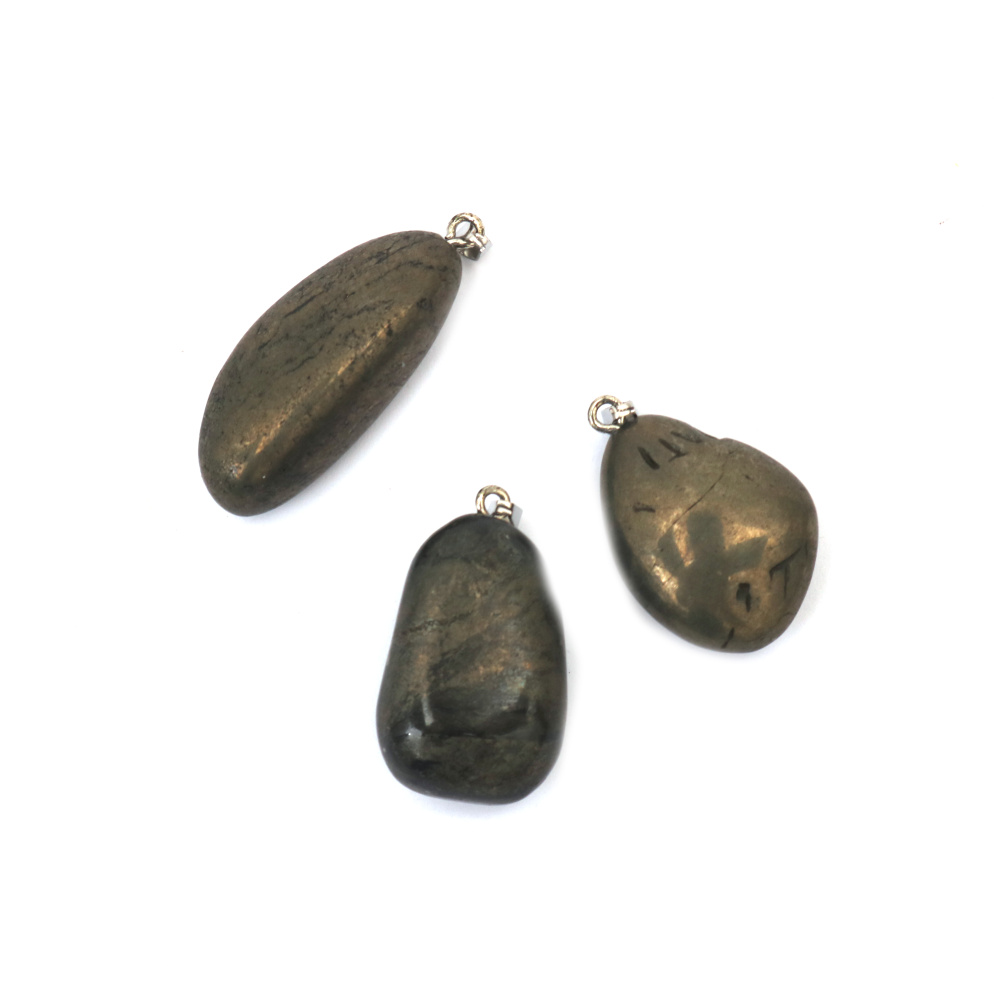 Natural Stone Pendant PYRITE 15~25x27~37 mm