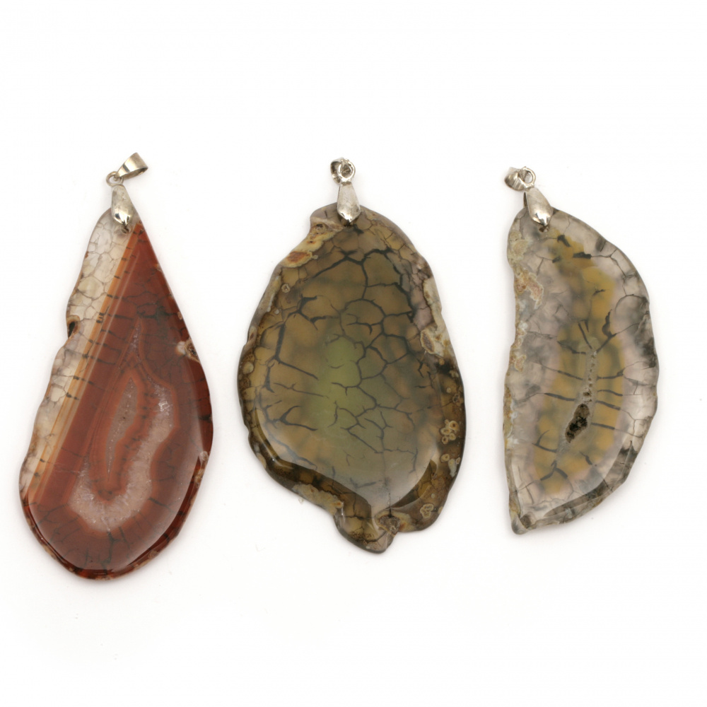 Pendant natural stone MIXED colors 32~46x44~55 mm