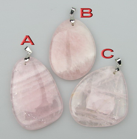 Κρεμαστό Ροζ Χαλαζία ημιπολύτιμη πέτρα 32 ~ 42x48 ~ 70 mm