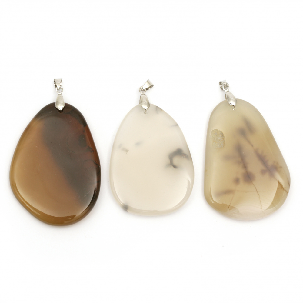 Natural Stone Pendants - STRIPED AGATE / ASSORTED Shapes / 35~40x50~58 mm