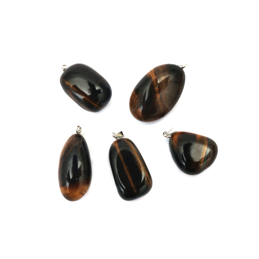 Pandantiv piatră naturală TIGER'S EYE 5~30x20~45 mm