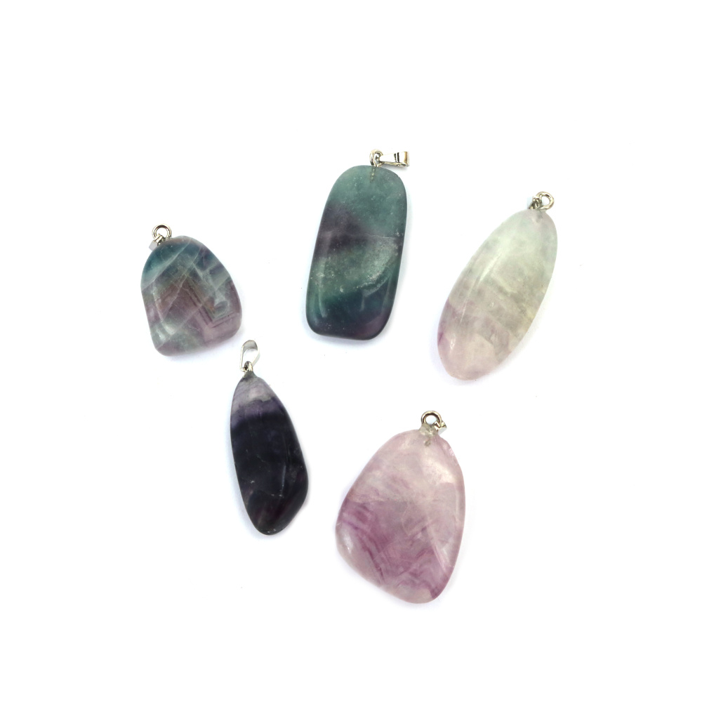 Natural Stone Pendant FLUORITE 18~25x25~38 mm