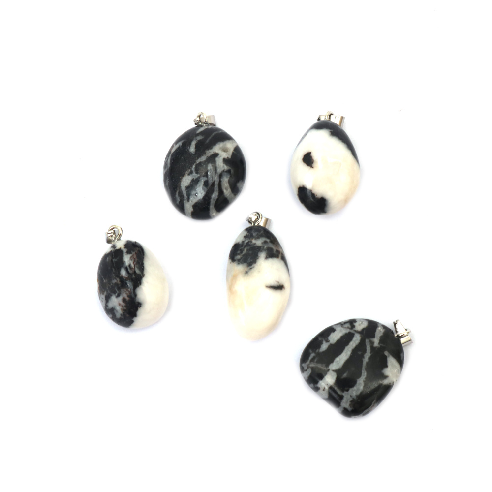 Natural Stone Pendant ZEBRA JASPER 18~25x22~30 mm