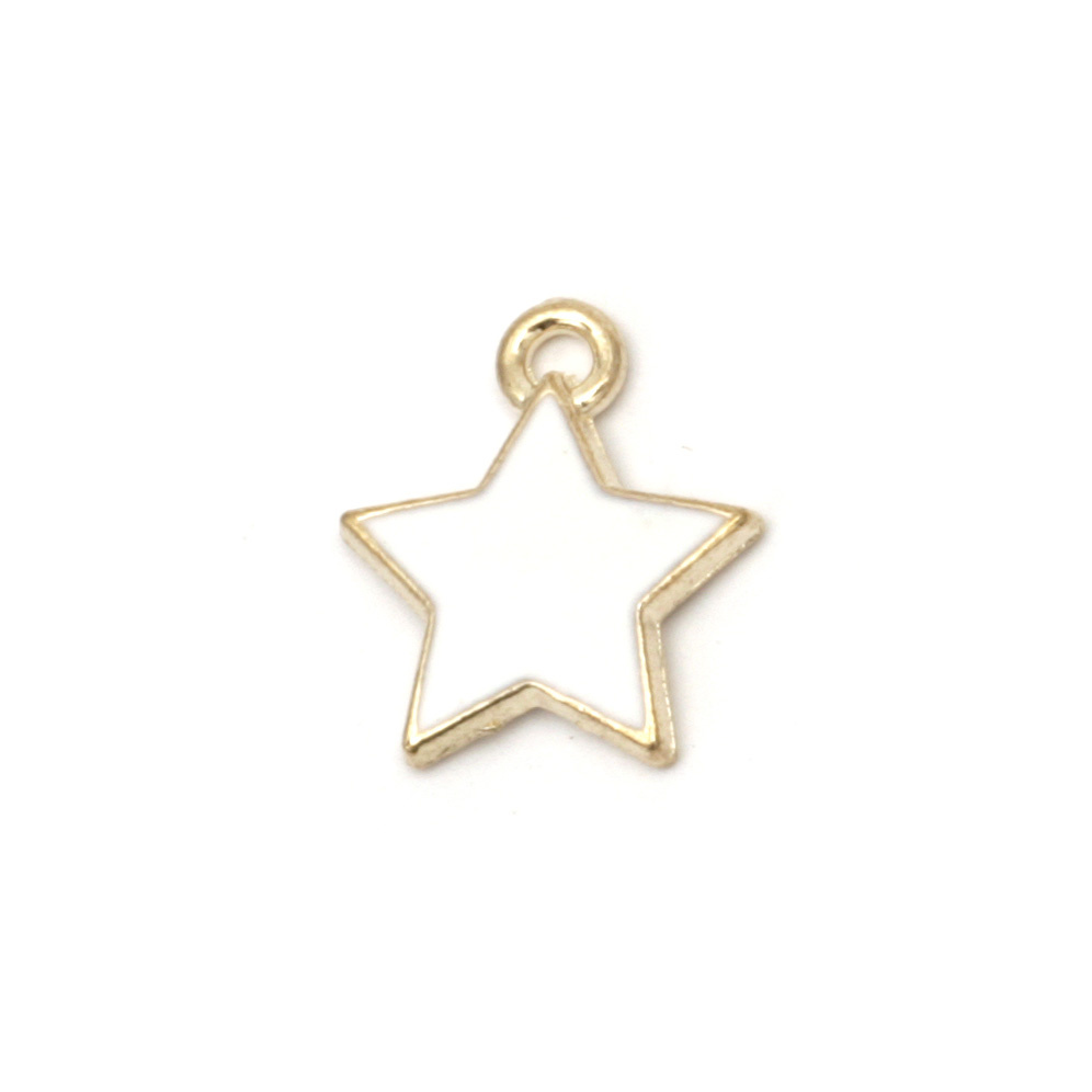 Metal pendant for jewelry making white   star 14x12x2 mm hole 2 mm color gold - 5 pieces