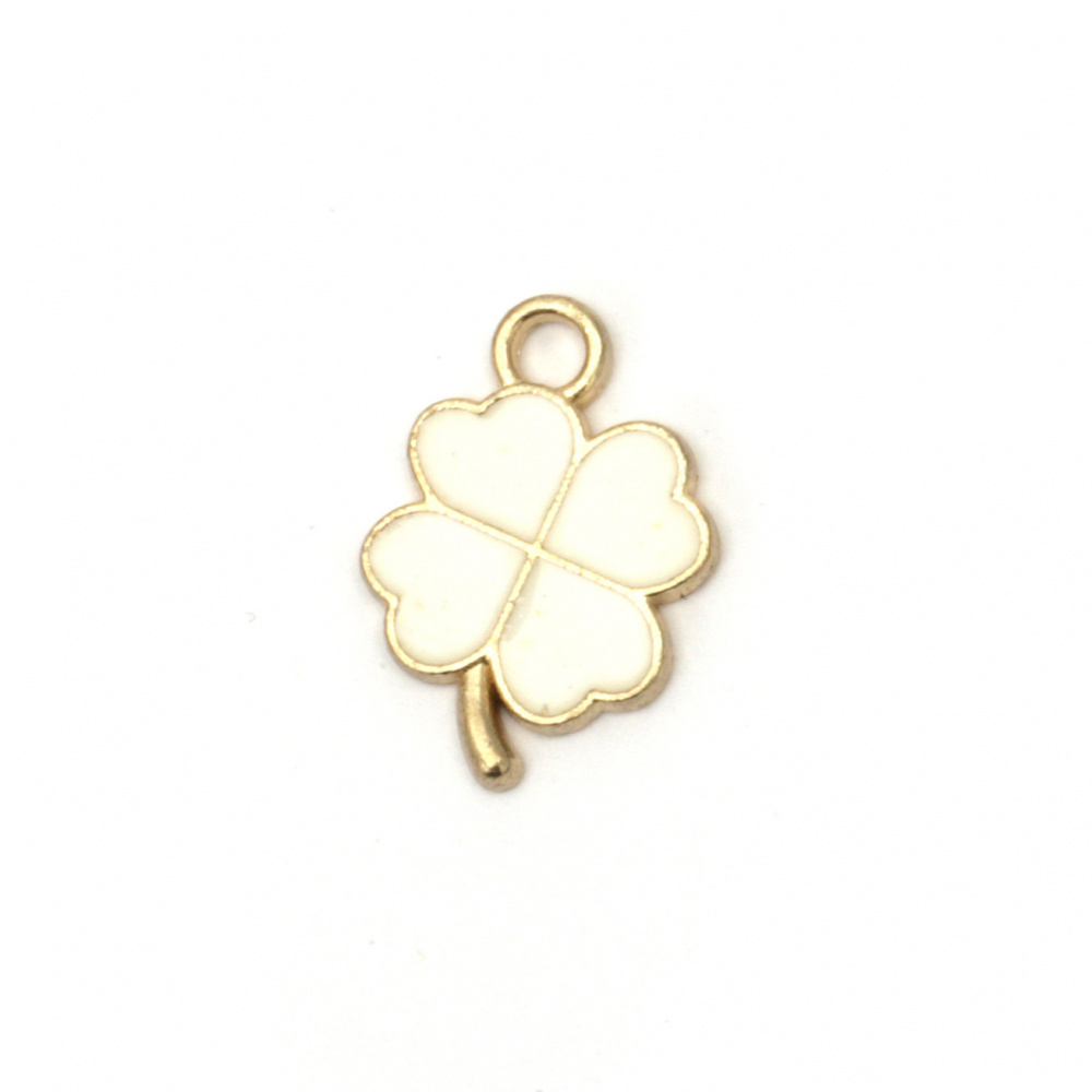 Jewelry finding, metal pendant white clover 17x13x2 mm hole 2 mm color gold - 5 pieces