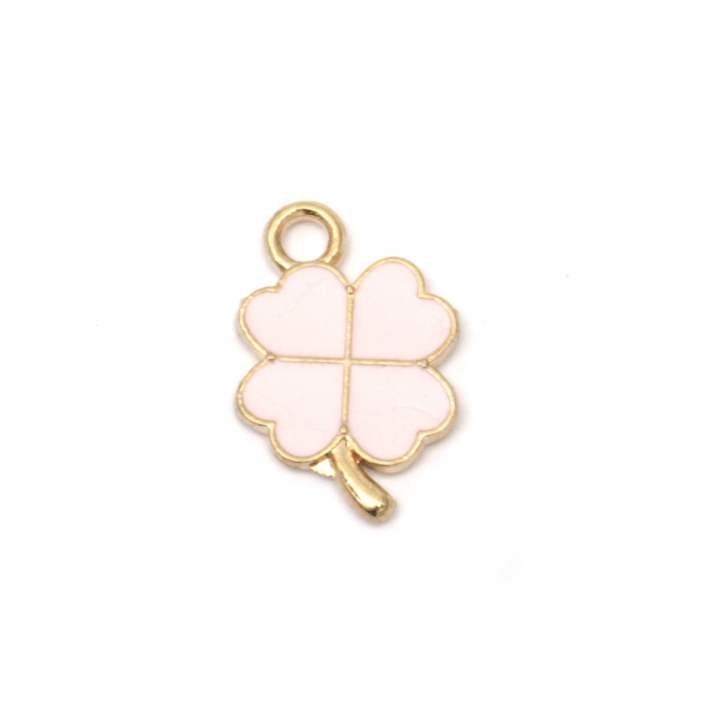 Pendant metal clover pink 18x13x2 mm hole 2.5 mm color gold -5 pieces