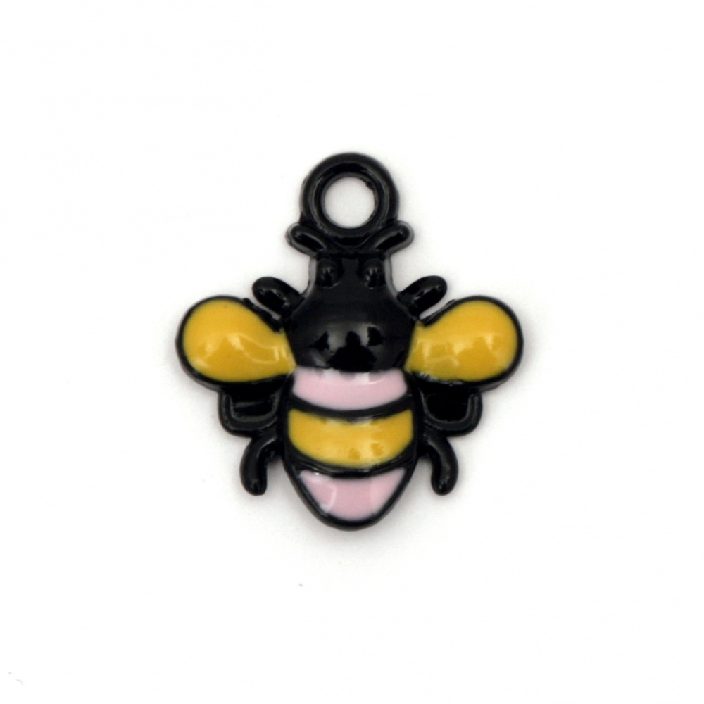Pendant metal bee charm 22x20x3 mm hole 3 mm color black - 2 pieces