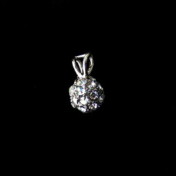 Metal Ball-shaped Charm with Crystals for Jewelry Making / 10x17 mm / Silver