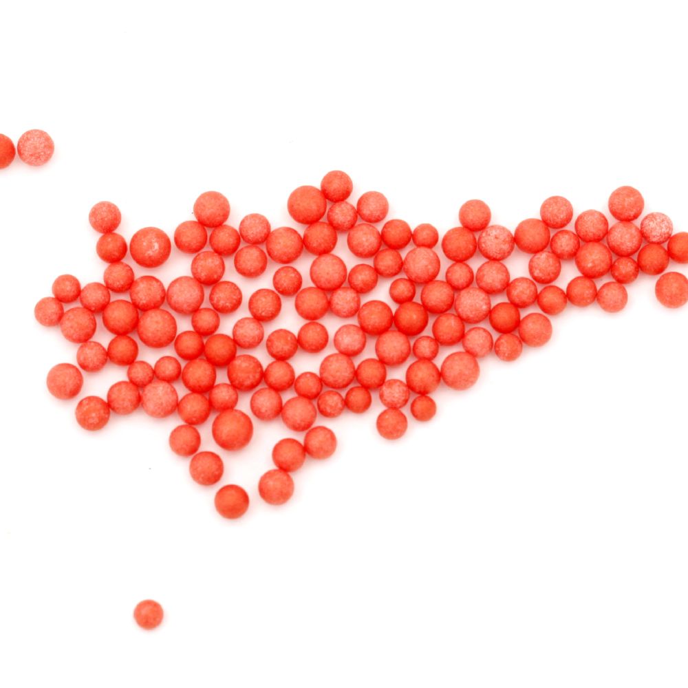 Стиропорени топчета за декорация цвят червен 2.5-3.5 мм ~8 грама ~16000 броя