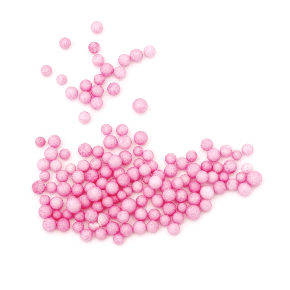 Стиропорени топчета за декорация цвят тъмно розов 2.5-3.5 мм ~8 грама ~16000 броя