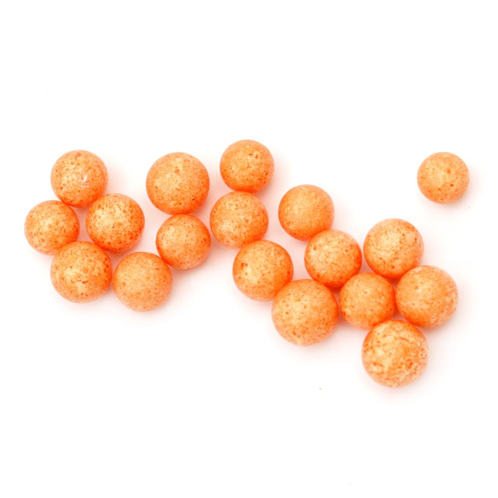 Стиропорени топчета за декорация цвят оранжев 7-9 мм ~7 грама ~1900 броя
