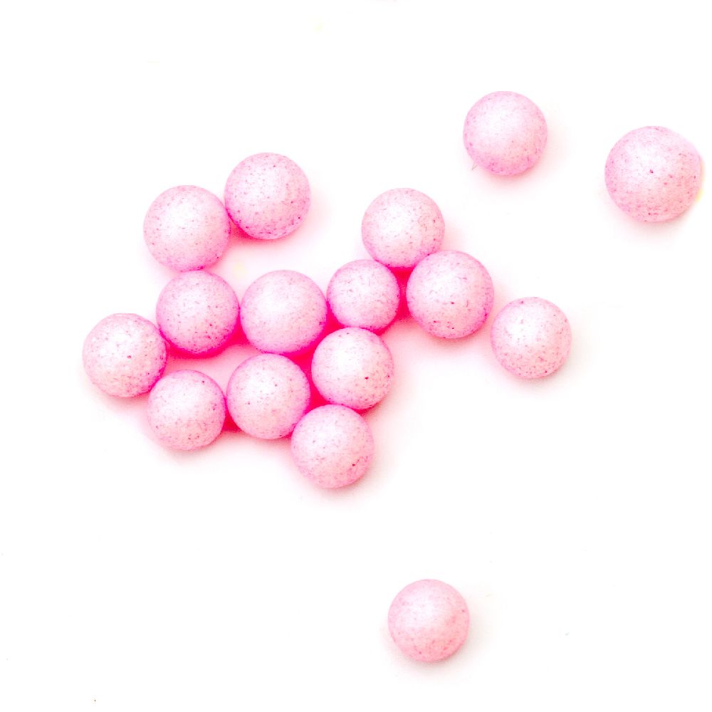 Стиропорени топчета за декорация цвят розов 7-9 мм ~7 грама ~1900 броя