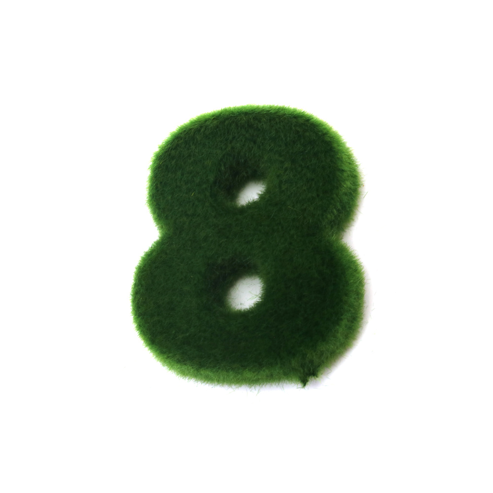 Number 8, covered with moss,styrofoam, 82x68x16.5 mm
