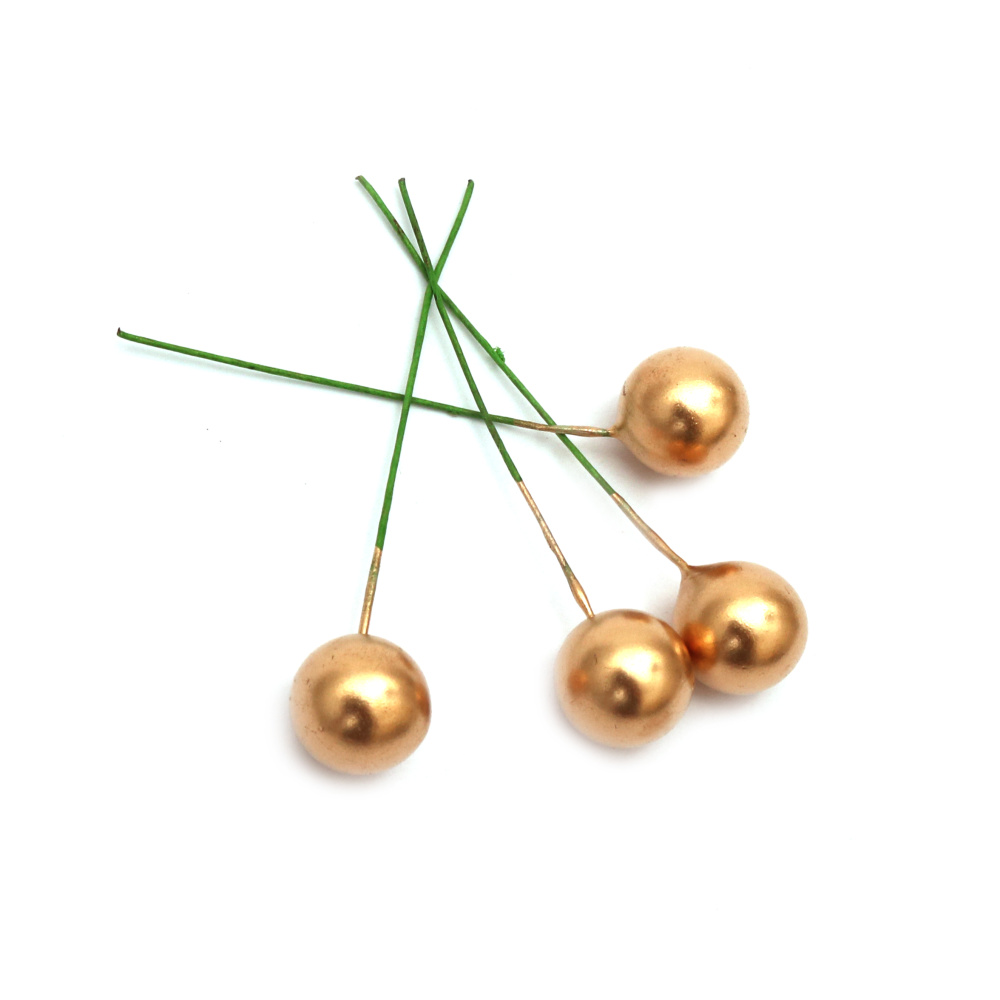 Styrofoam Ball Topper with Wire Base / 10 mm / Gold Color - 20 pieces
