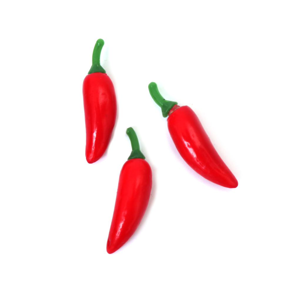 Ardei roșii cu mânere din polistiren pentru decor 46x13 mm - 10 bucăți