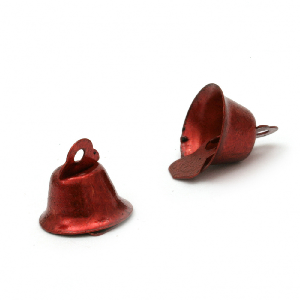 Metal Bell for DIY decorations 14x16 mm hole 2 mm color red - 10 pieces