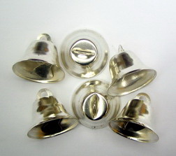 Mini Metal Jingle Bells for Christmas Holiday and Home Decoration, 16x21 mm, Hole: 3 mm, Silver, 10 pieces