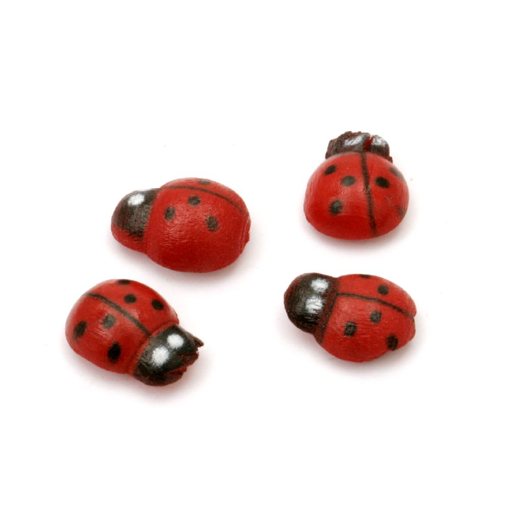 Wooden ladybug 10x13 mm with glue - 20 pieces