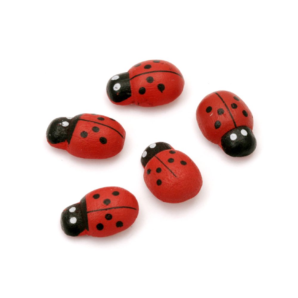 Wooden Ladybug Adhesive 8x12 mm - 20 pieces