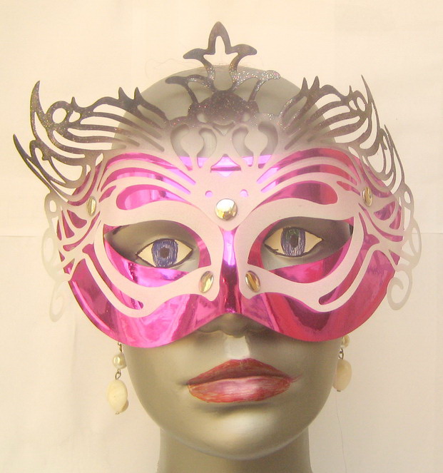 Парти маска домино с връзки цвят циклама