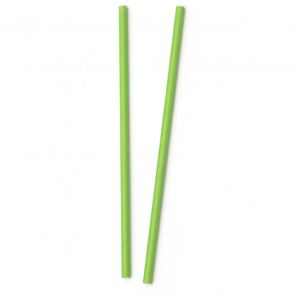 Paper Straw 197x6 mm  green - 25 pieces