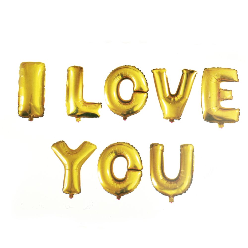 balloon I LOVE YOU -8 gold color letters