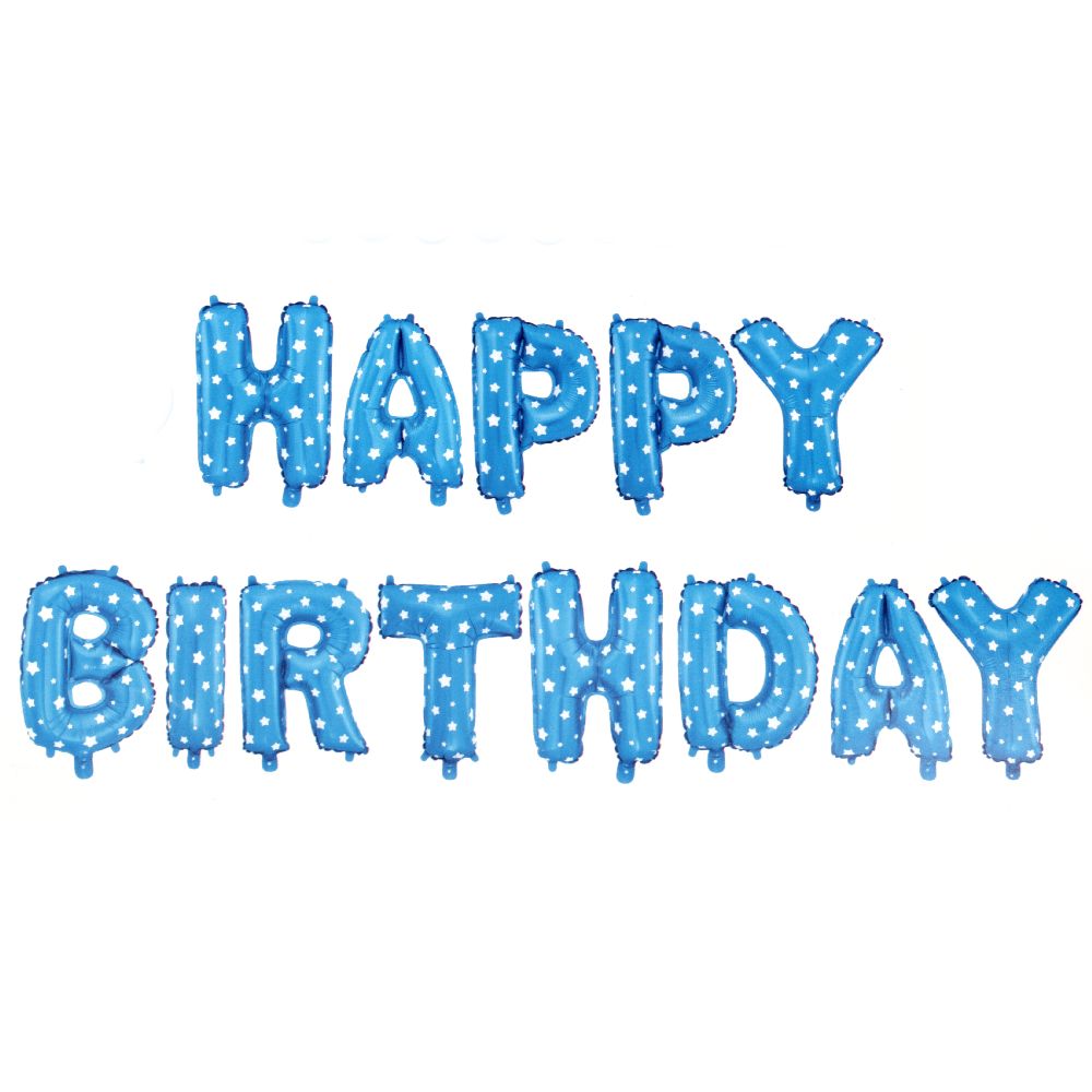Foil balloon HAPPY BIRTHDAY -13 blue color letters Decoration