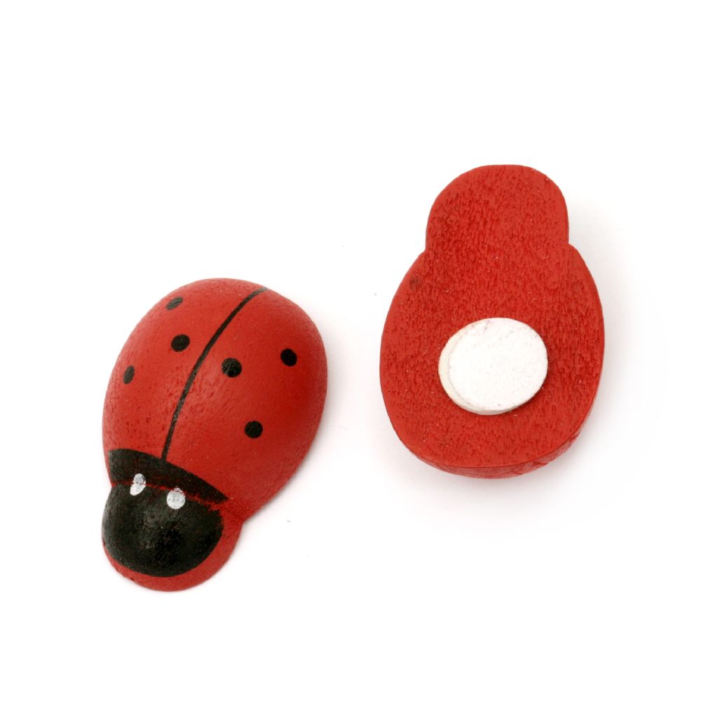 Wooden Ladybug Adhesive 23x34 mm 10 pieces
