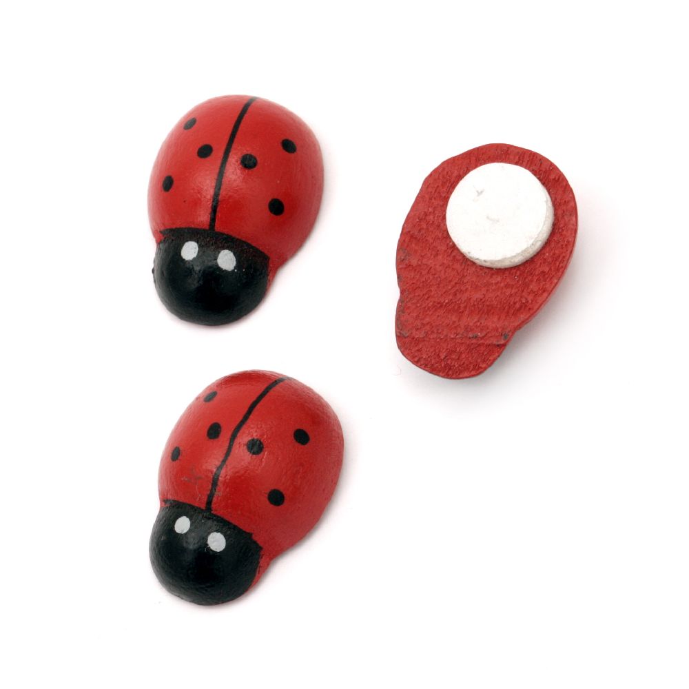Wooden Ladybug Adhesive 21x28 mm 10 pieces