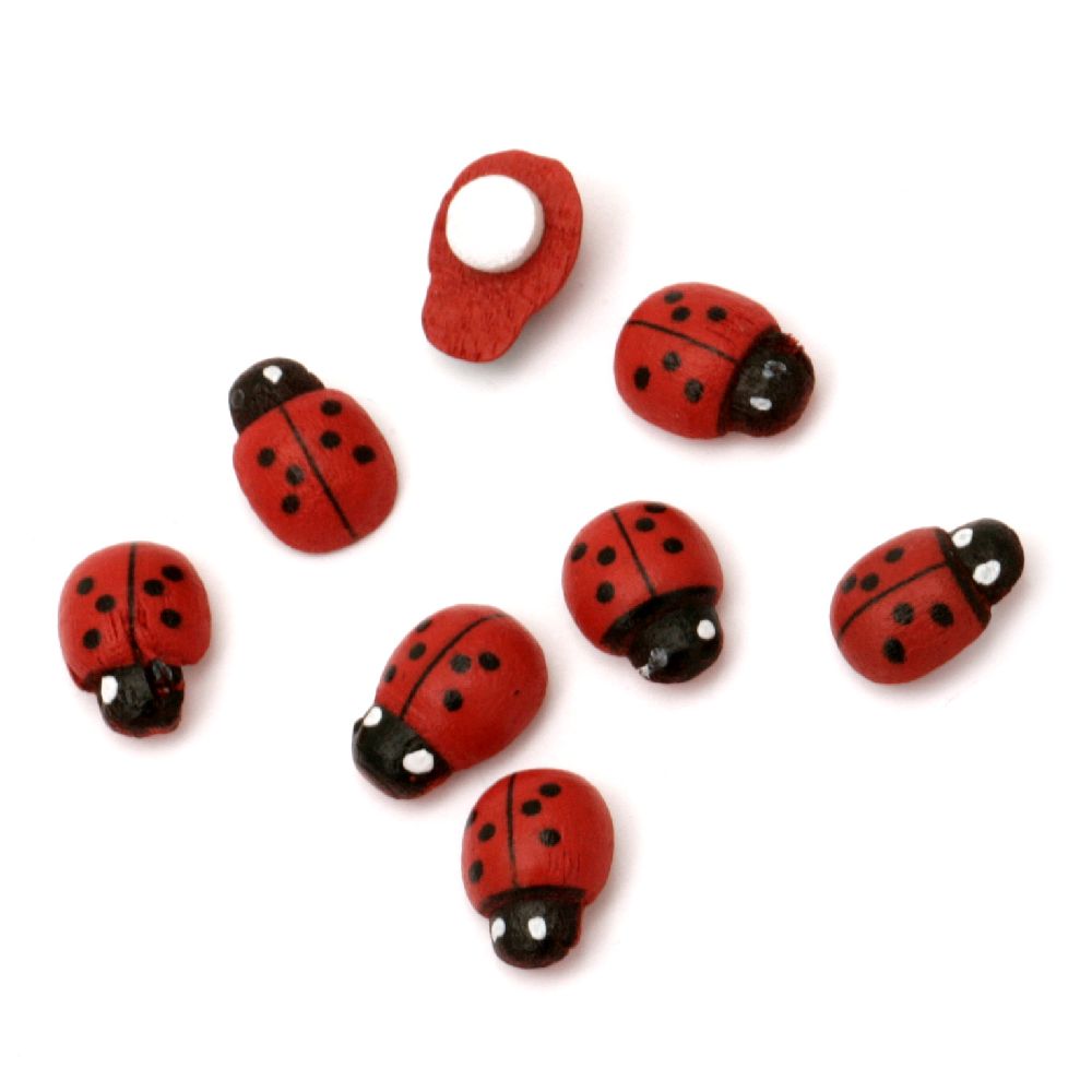 Wooden Ladybug Adhesive 8x11 mm w -20 pieces