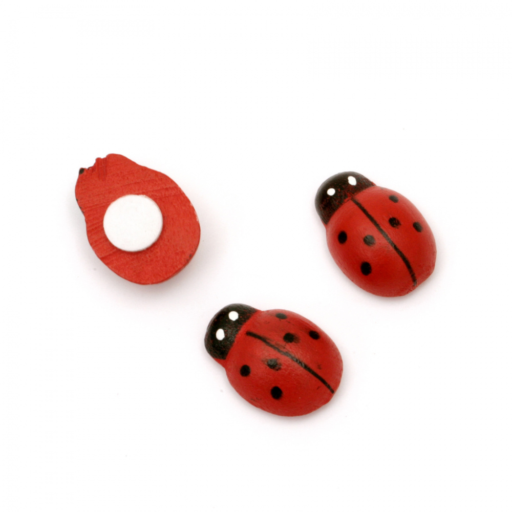 Cabochon Ladybug wooden 13x18 mm adhesive 10 pieces
