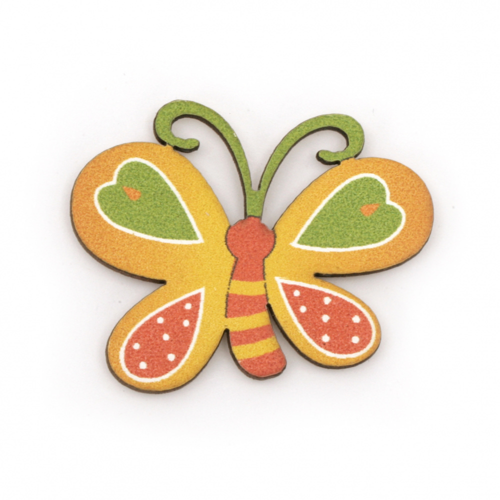 Wooden Butterfly with adhesive tape 29x38 mm - 10 pieces