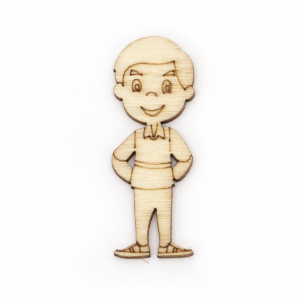 Wooden figurines boy for decoration 49.5x18x2 mm -10 pieces