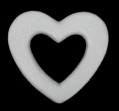 Καρδιά πλακέ με άνοιγμα 170x165 mm φελιζόλ λευκό -1 τεμάχια