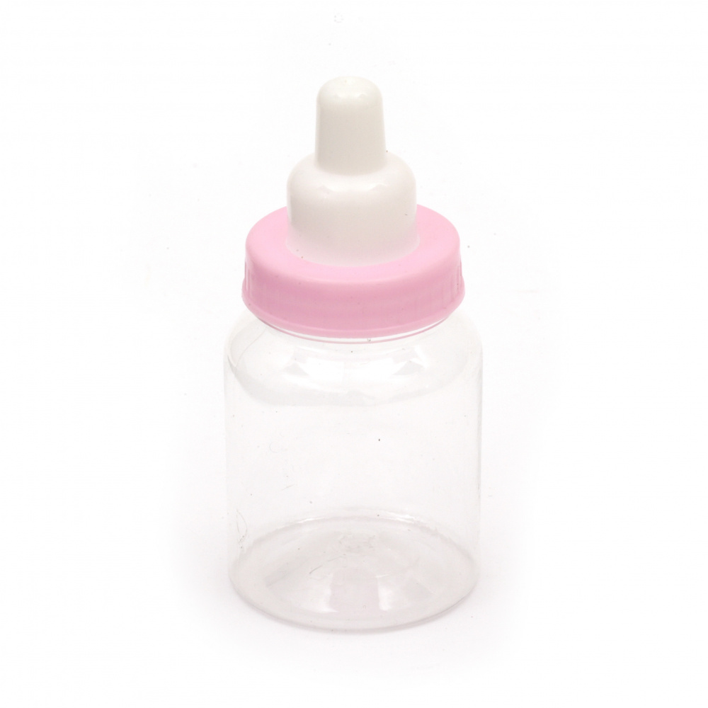 Plastic Baby bottle for decoration 85x40 mm pink