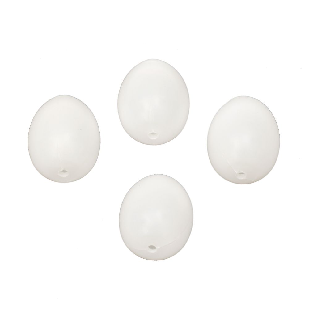 Πλαστικό αυγό 38x28 mm με μία τρύπα 3 mm λευκό -10 τεμάχια