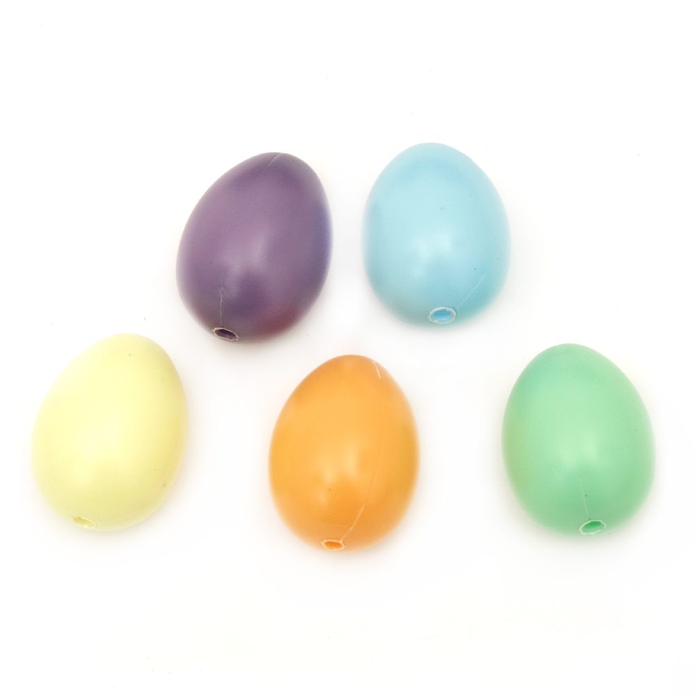 Egg plastic 38x28 mm with one hole 3 mm mix -5 pieces