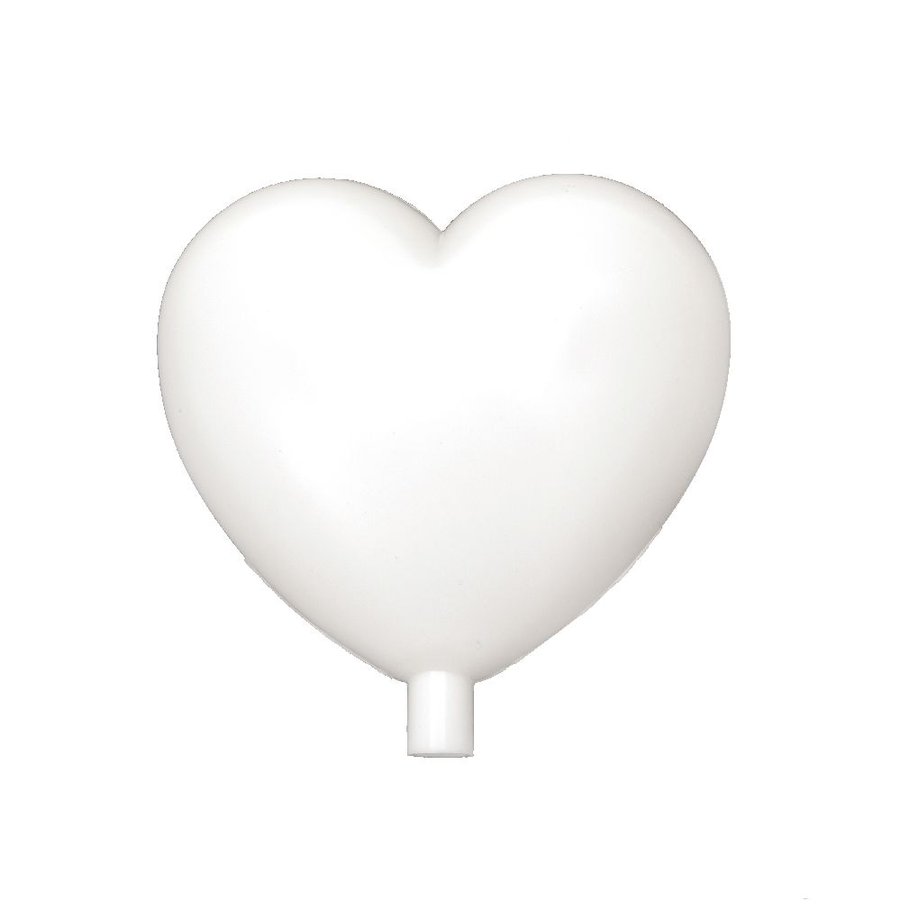 White Plastic heart 95 mm with hole 3 mm