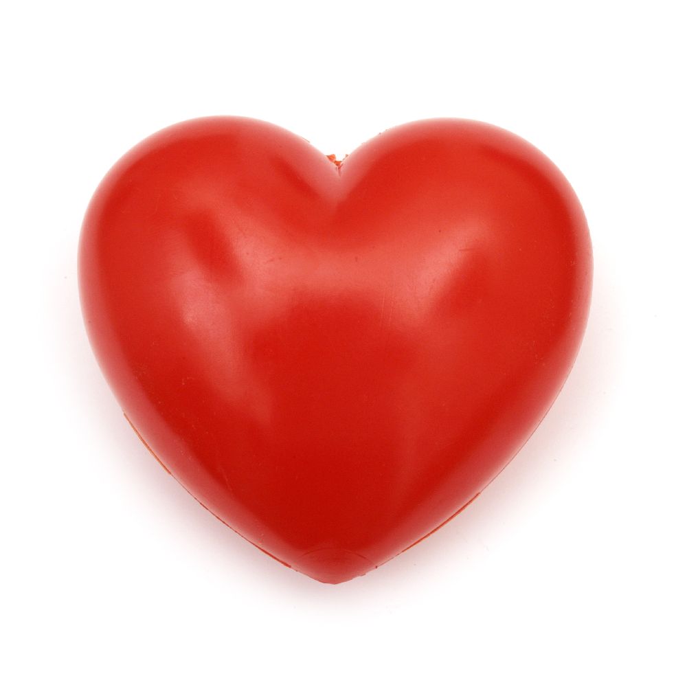 Red Plastic heart 95 mm with hole 3 mm