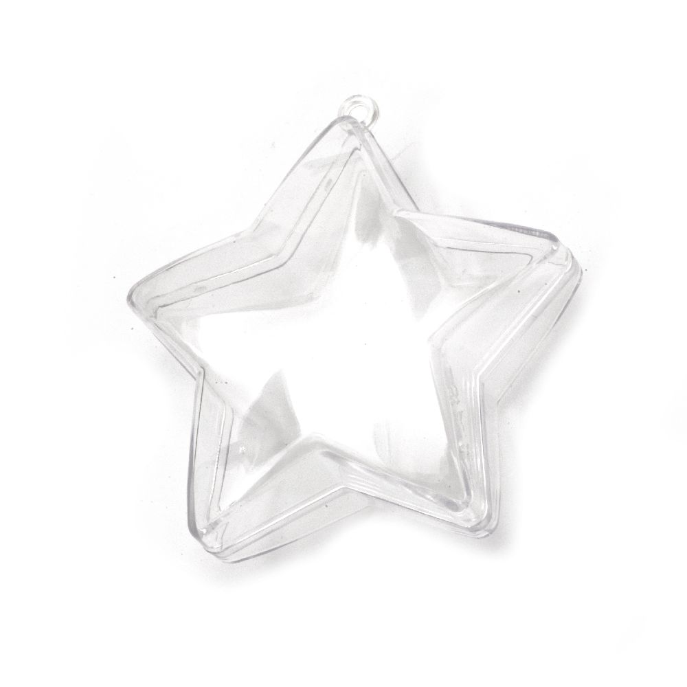 Two-Part Plastic Clear Star for Handmade Decoration / 80 mm