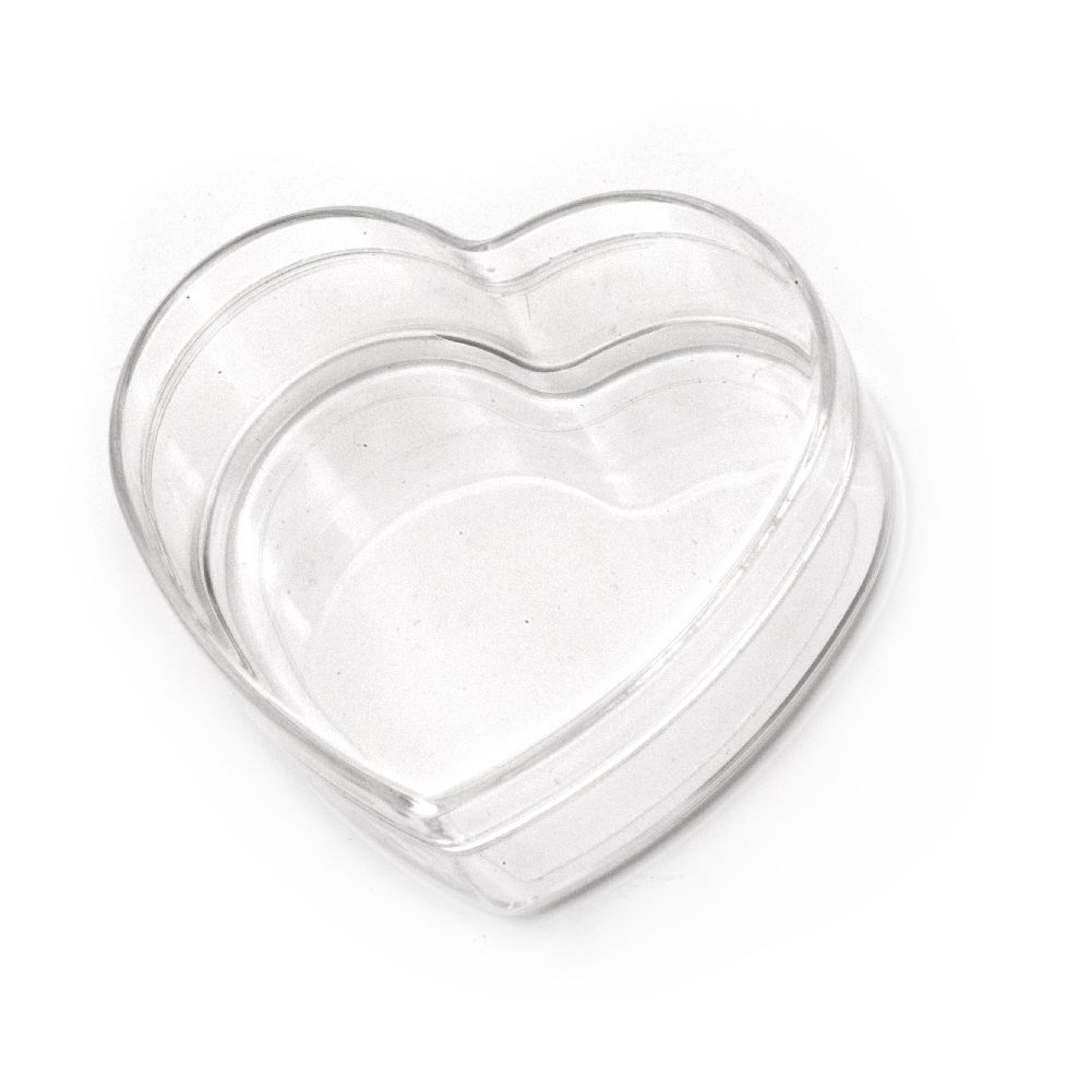 Transparent Plastic Heart-shaped Box / 85x77x39 mm