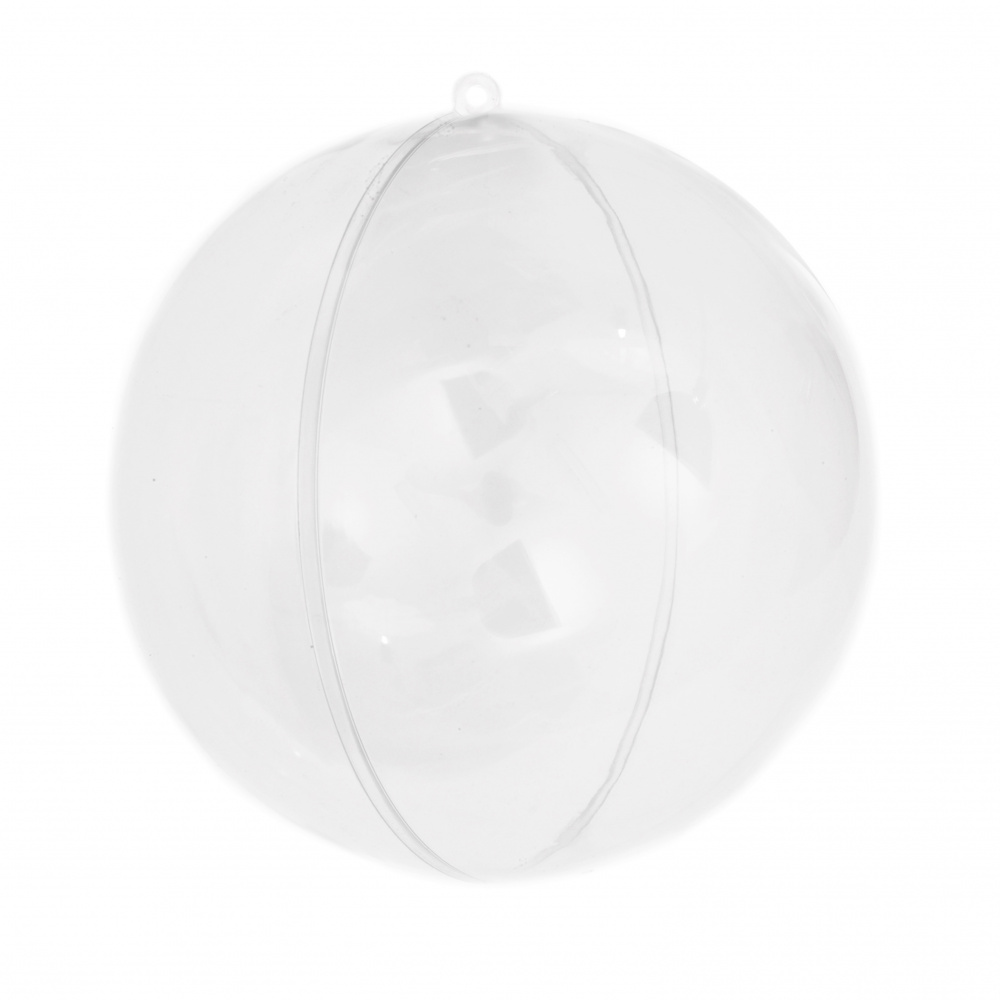 Plastic Transparent Sphere with Hanger for Christmas Decoration / 2 parts / 200 mm