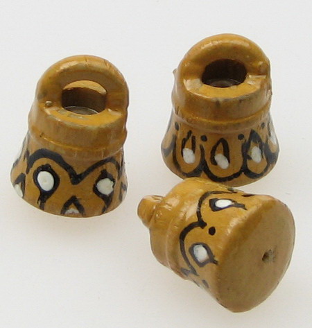 Wooden Miniature Pot  15x12 mm hand-painted small -5 pieces