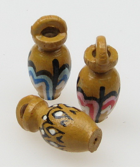 Wooden figurine 24x12 mm hand-painted jar D1 -5 pieces