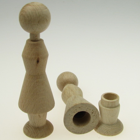 Beech wood doll with a hole 105x30x25 mm KE-1B