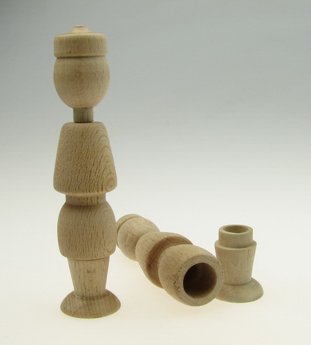 Openable Wooden Beech Doll / 113x26x25 mm / KE-1M
