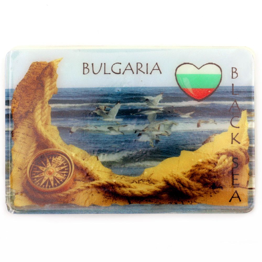 Magnet suvenir luminos etnic Bulgaria 74x50 mm plastic Marea Neagră