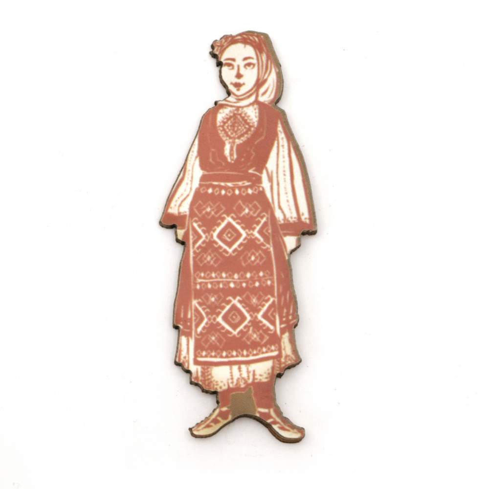 Woman with traditional folk costume, plywood 70x25x2 mm - 5 pieces 