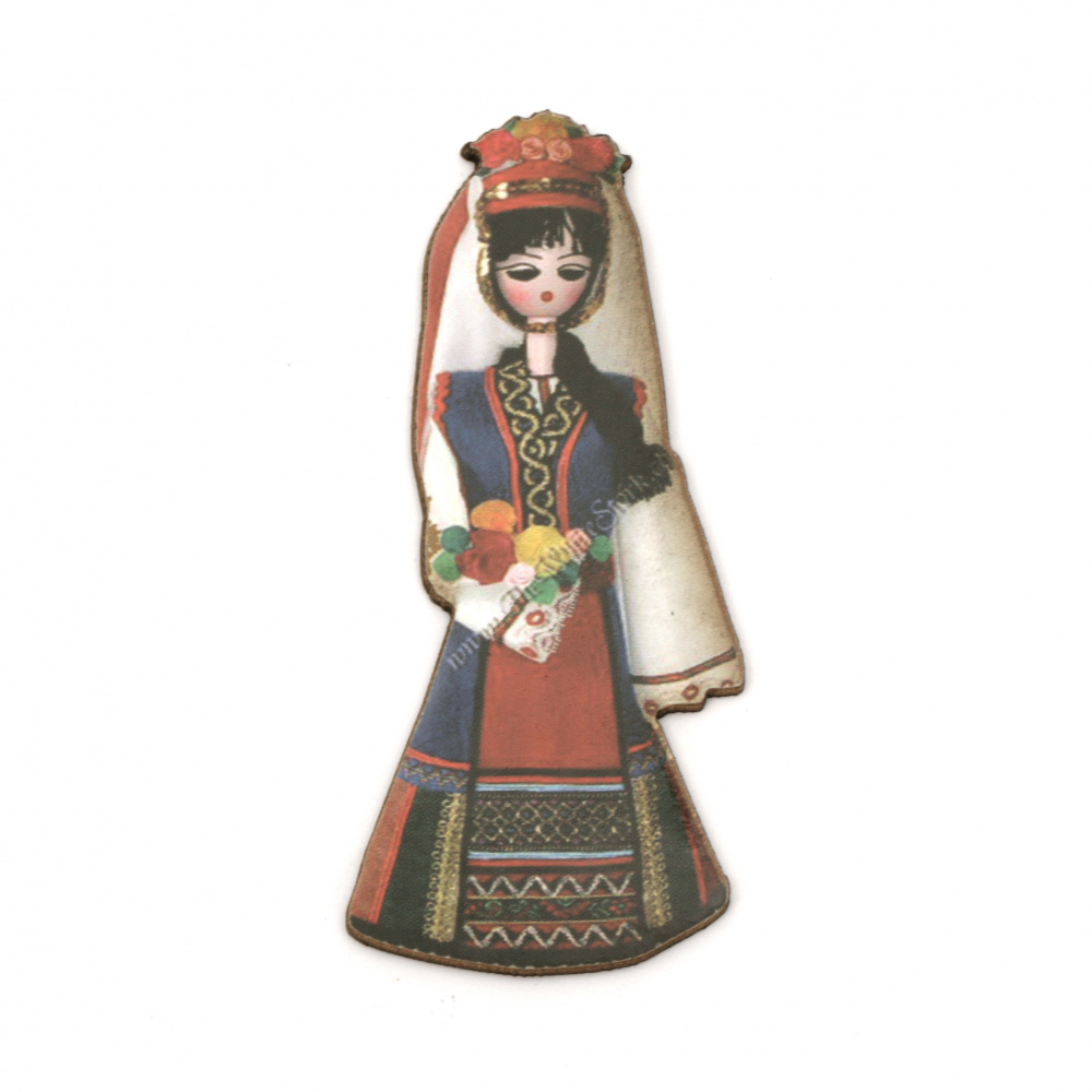 Woman with traditional folk costume, plywood 70x30x2 mm - 5 pieces