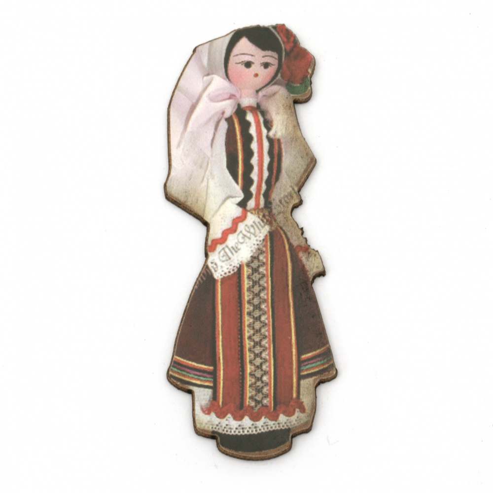 Woman with traditional folk costume, plywood 70x25x2 mm - 5 pieces